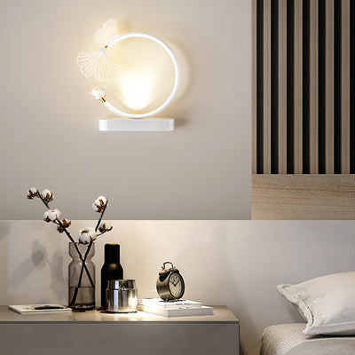 Contemporary Creative Arc Blade Oval Base Iron Aluminum Acrylic LED Wall Sconce Lamp For Bedroom