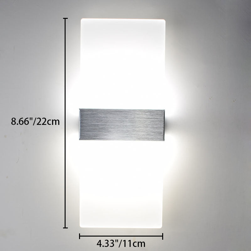 Moderne minimalistische rechteckige Aluminium-Acryl-LED-Wandleuchte für das Schlafzimmer 