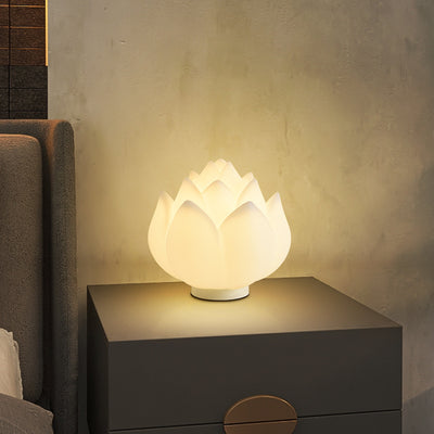 Contemporary Creative Lotus Disc Base PE 1-Light Table Lamp For Bedroom