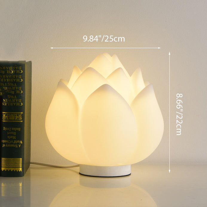 Contemporary Creative Lotus Disc Base PE 1-Light Table Lamp For Bedroom