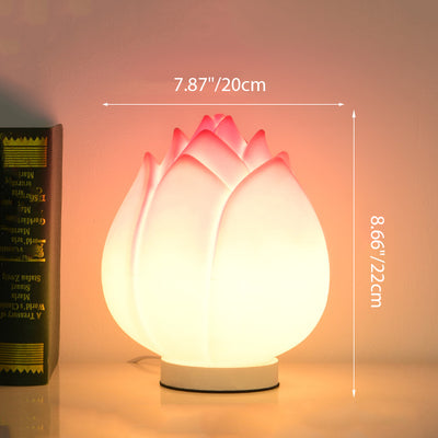 Contemporary Creative Lotus Disc Base PE 1-Light Table Lamp For Bedroom