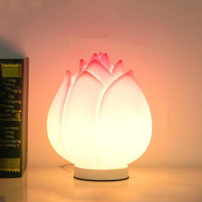 Contemporary Creative Lotus Disc Base PE 1-Light Table Lamp For Bedroom