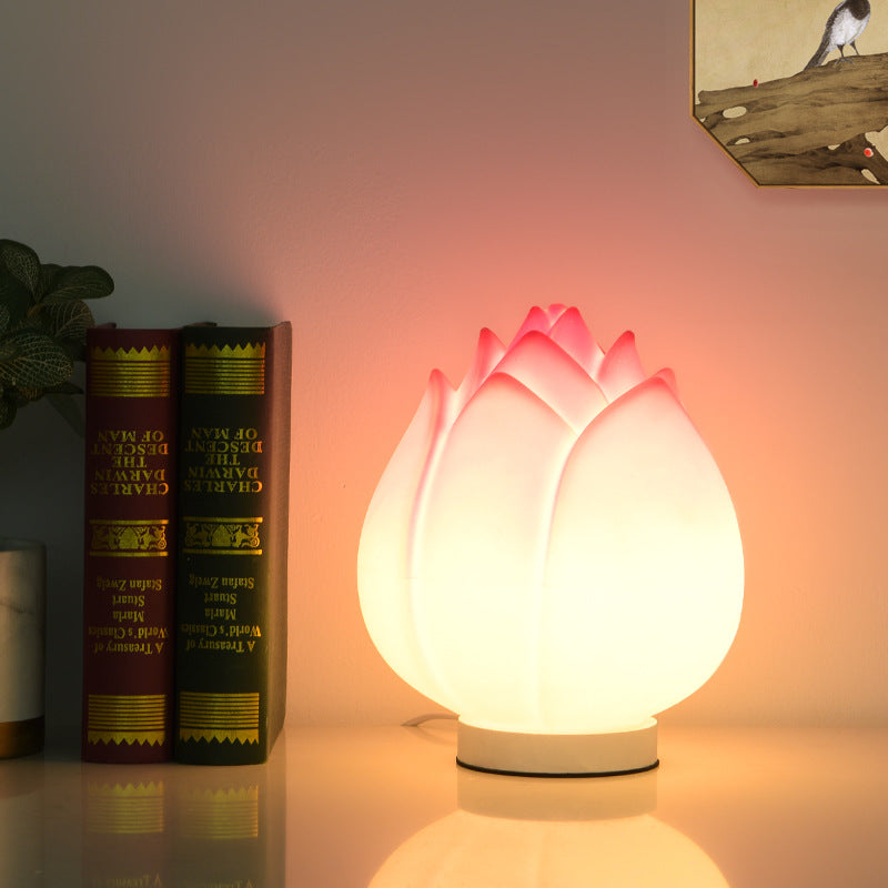 Contemporary Creative Lotus Disc Base PE 1-Light Table Lamp For Bedroom