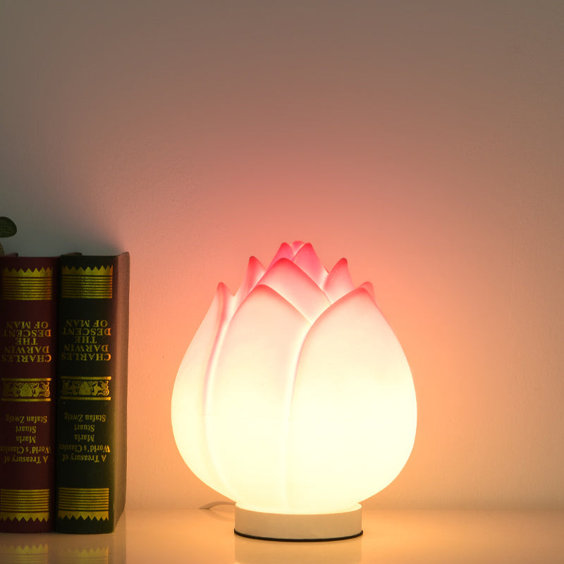 Contemporary Creative Lotus Disc Base PE 1-Light Table Lamp For Bedroom