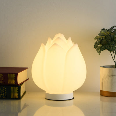 Contemporary Creative Lotus Disc Base PE 1-Light Table Lamp For Bedroom