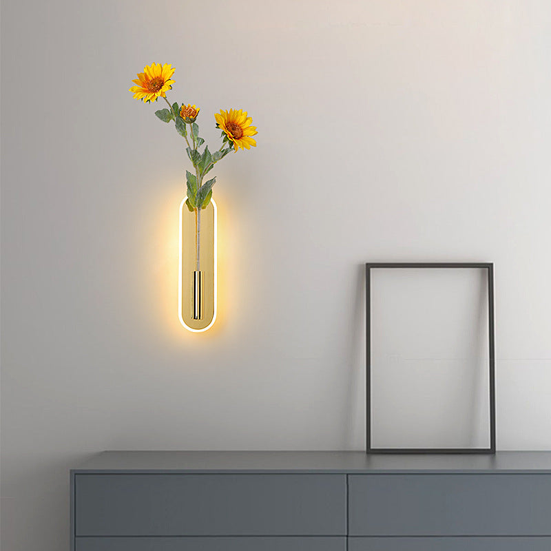 Moderne minimalistische runde ovale Zylinder-Eisen-Acryl-LED-Wandleuchte für das Schlafzimmer 