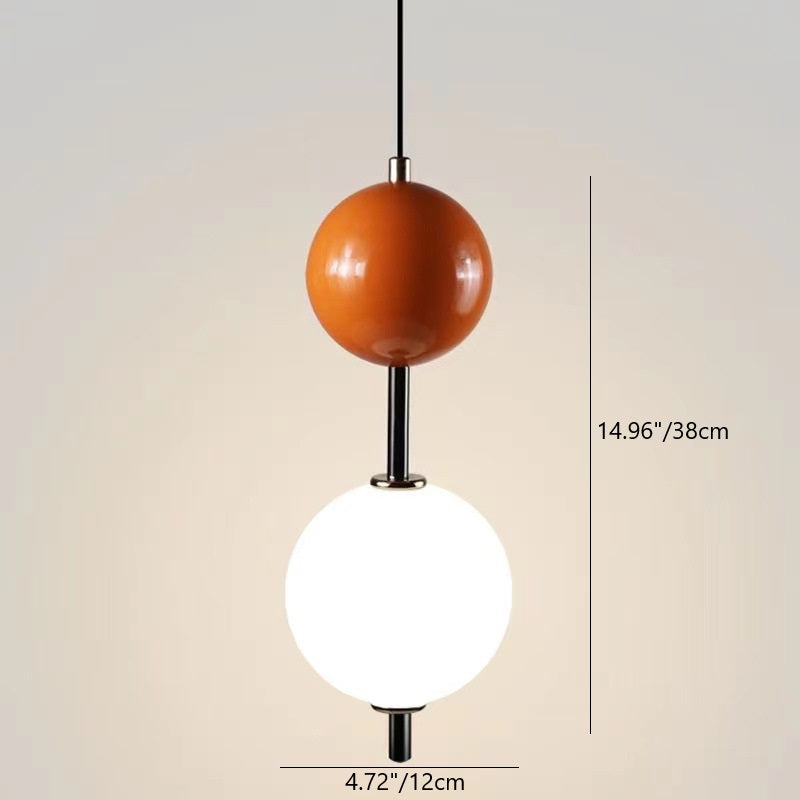 Modern Minimalist Orb Double Cylinder Base Iron Glass LED Pendant Light For Bedroom