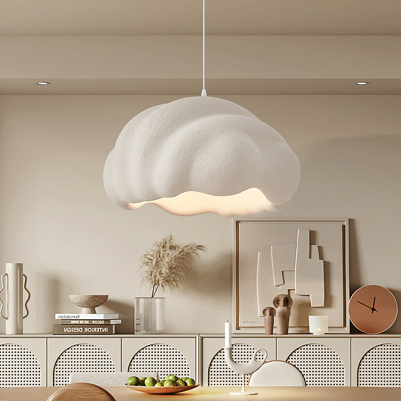 Contemporary Scandinavian Cloud Hollow High-Density Polystyrene 1-Light Pendant Light For Living Room