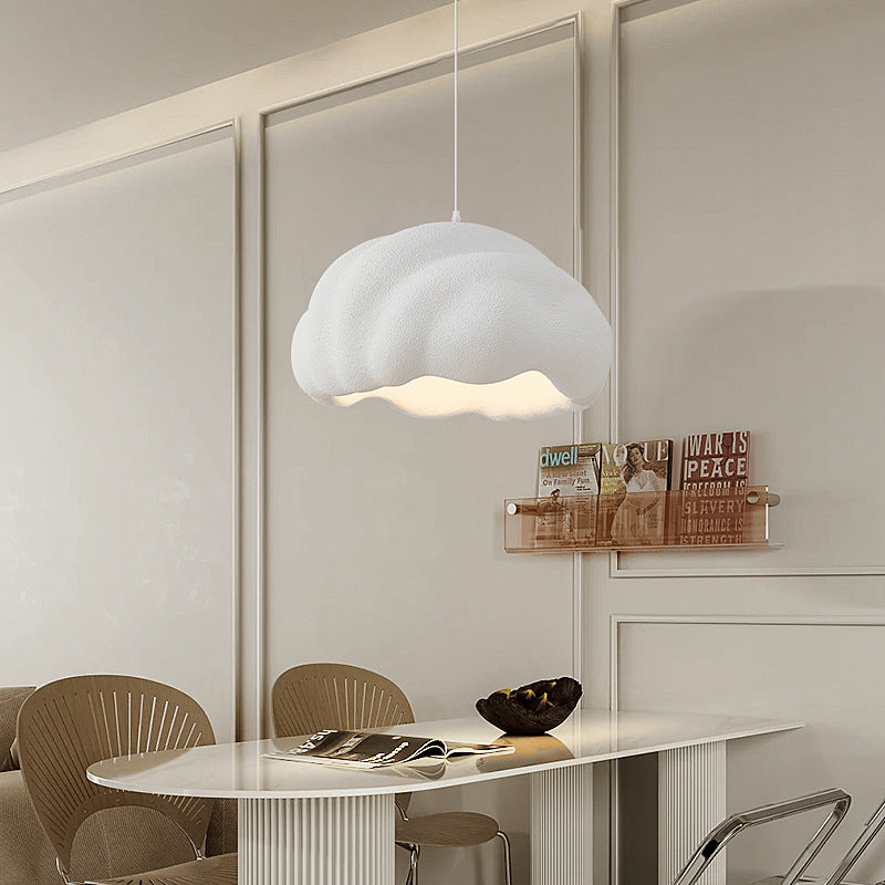 Contemporary Scandinavian Cloud Hollow High-Density Polystyrene 1-Light Pendant Light For Living Room