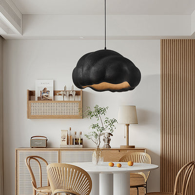 Contemporary Scandinavian Cloud Hollow High-Density Polystyrene 1-Light Pendant Light For Living Room