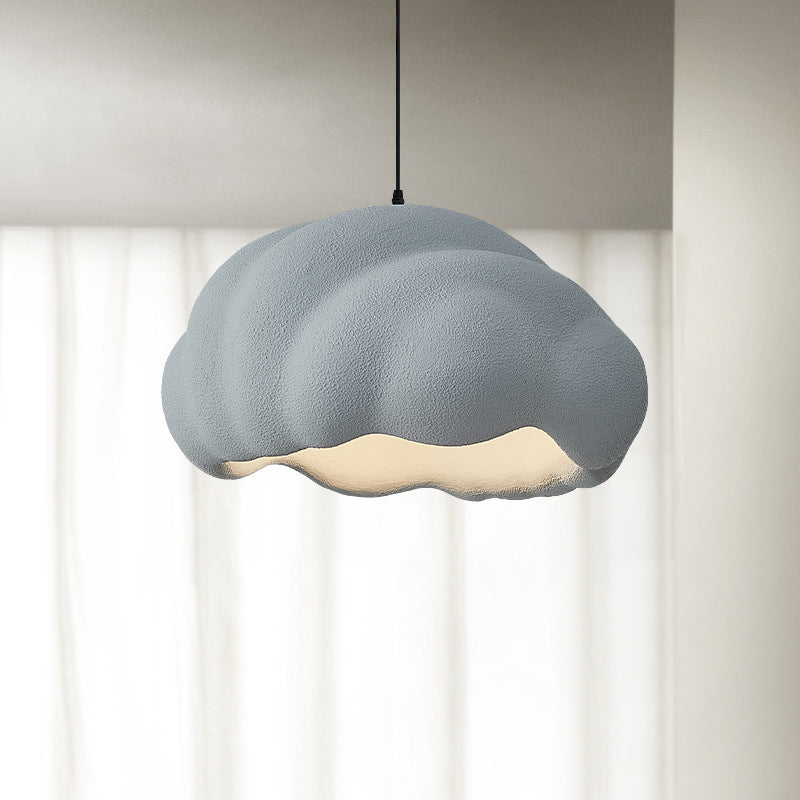 Contemporary Scandinavian Cloud Hollow High-Density Polystyrene 1-Light Pendant Light For Living Room