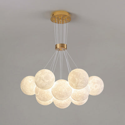 Contemporary Scandinavian Orb Bubble Disc Base Iron Acrylic 7/13/19 Light Chandelier For Living Room