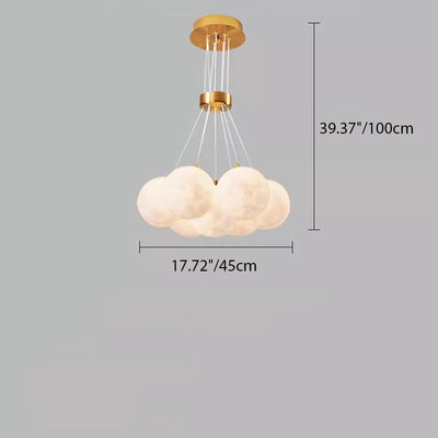 Contemporary Scandinavian Orb Bubble Disc Base Iron Acrylic 7/13/19 Light Chandelier For Living Room