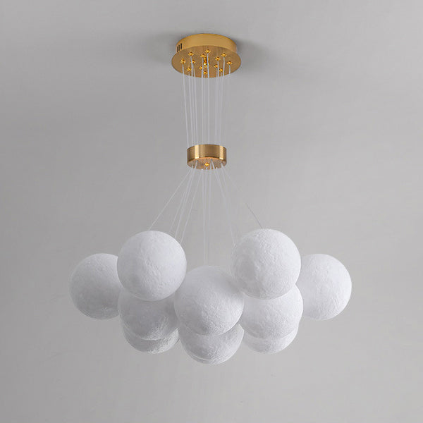 Contemporary Scandinavian Orb Bubble Disc Base Iron Acrylic 7/13/19 Light Chandelier For Living Room