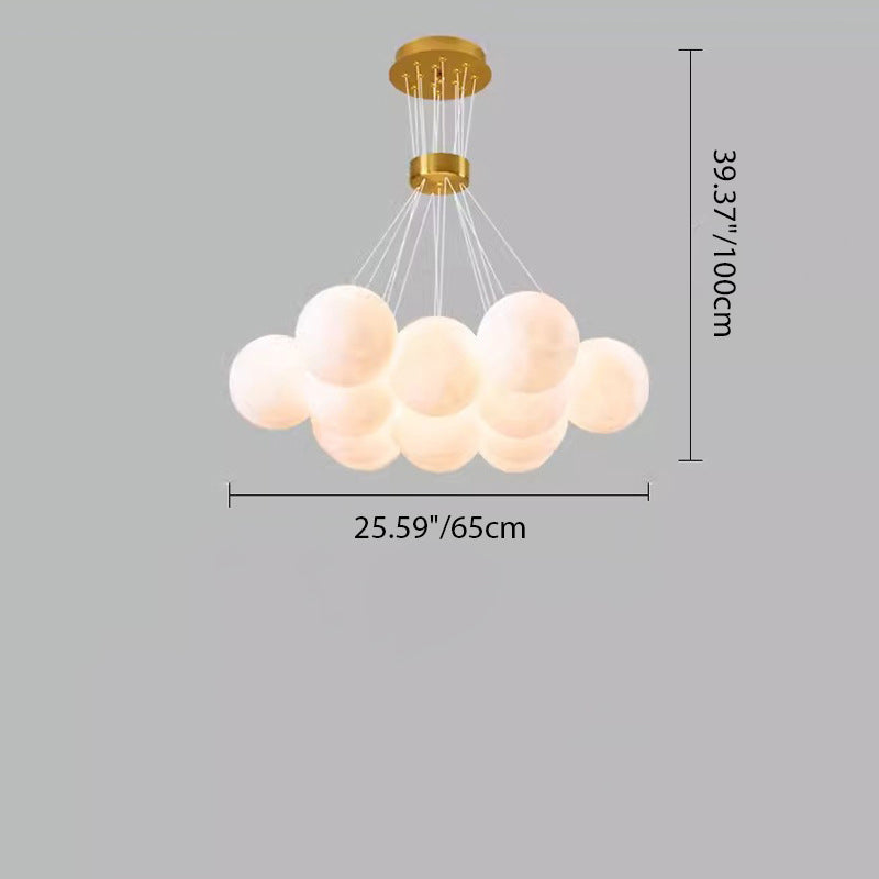 Contemporary Scandinavian Orb Bubble Disc Base Iron Acrylic 7/13/19 Light Chandelier For Living Room