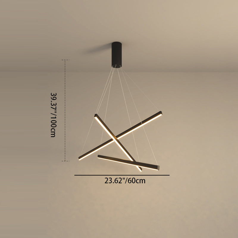 Zeitgenössische skandinavische Zweig Pfeil lange Stange Eisen Acryl LED Kronleuchter für Wohnzimmer 