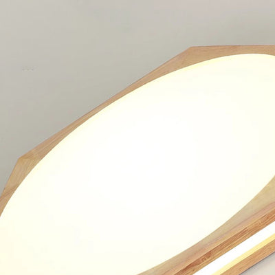 Traditionelle französische Kieselstein-Oval-Massivholz-Acryl-LED-Deckenleuchte für Wohnzimmer 