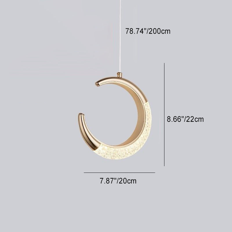 Contemporary Scandinavian Moon Arc Aluminum Hardware Acrylic LED Pendant Light For Bedroom