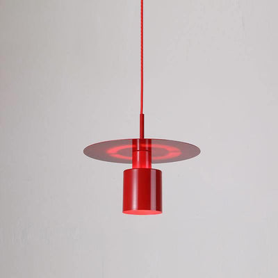 Contemporary Scandinavian Cylinder Disc Dish Iron 1-Light Pendant Light For Living Room