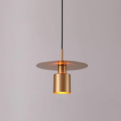 Contemporary Scandinavian Cylinder Disc Dish Iron 1-Light Pendant Light For Living Room