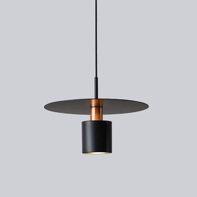 Contemporary Scandinavian Cylinder Disc Dish Iron 1-Light Pendant Light For Living Room