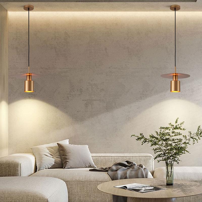 Contemporary Scandinavian Cylinder Disc Dish Iron 1-Light Pendant Light For Living Room