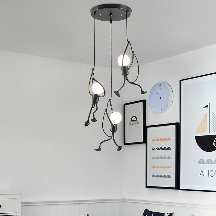 Contemporary Creative Orb Cylinder People Iron 1/3 Light Pendant Light Island For Dining Room