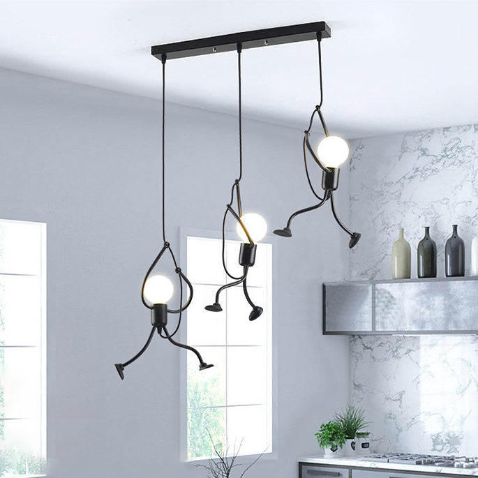 Contemporary Creative Orb Cylinder People Iron 1/3 Light Pendant Light Island For Dining Room