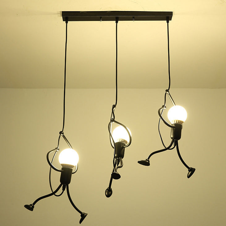 Contemporary Creative Orb Cylinder People Iron 1/3 Light Pendant Light Island For Dining Room