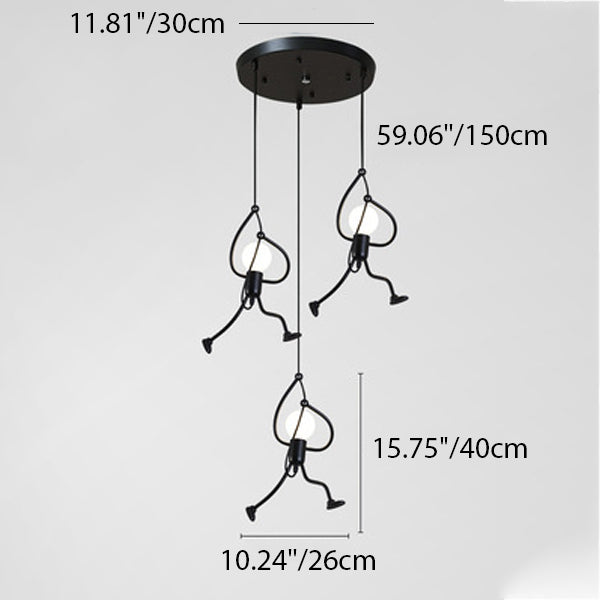 Contemporary Creative Orb Cylinder People Iron 1/3 Light Pendant Light Island For Dining Room