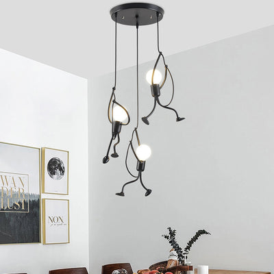 Contemporary Creative Orb Cylinder People Iron 1/3 Light Pendant Light Island For Dining Room