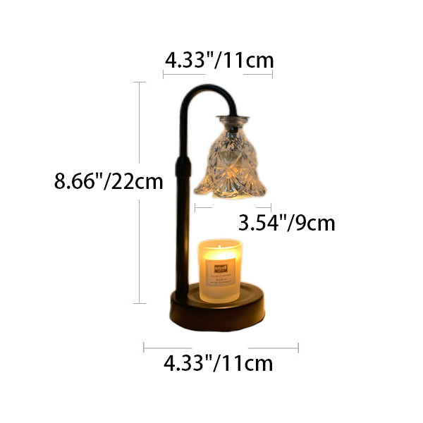 Zeitgenössische skandinavische Zylinderglockenblumen-Scheibenbasis Holzglas 1-Licht Schmelzwachs-Tischlampe für Schlafzimmer 