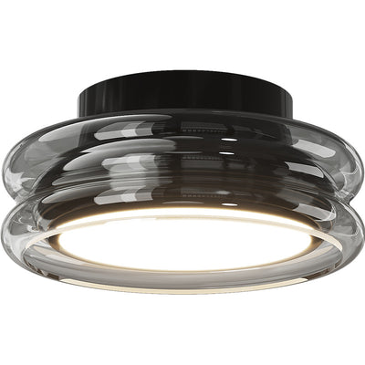 Contemporary Creative Round Ring Disc Base Hardware Glass Acrylic LED Semi-Flush Mount Ceiling Light For Living Room