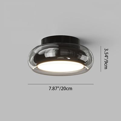 Contemporary Creative Round Ring Disc Base Hardware Glass Acrylic LED Semi-Flush Mount Ceiling Light For Living Room