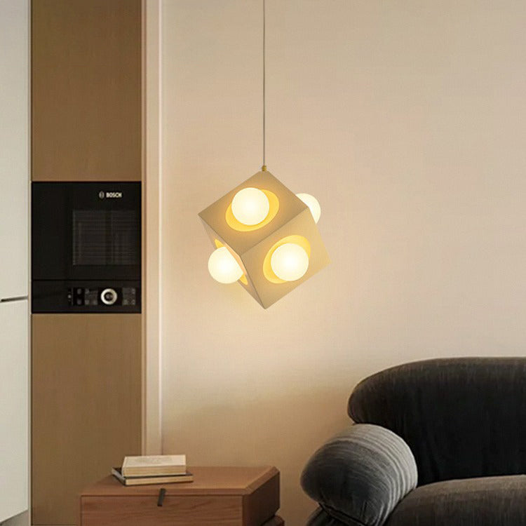 Contemporary Creative Square Sphere Carbon Steel Acrylic LED Pendant Light For Living Room