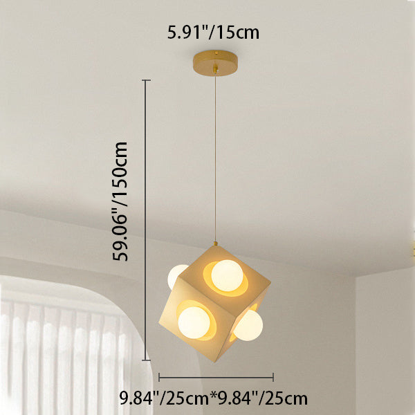 Contemporary Creative Square Sphere Carbon Steel Acrylic LED Pendant Light For Living Room