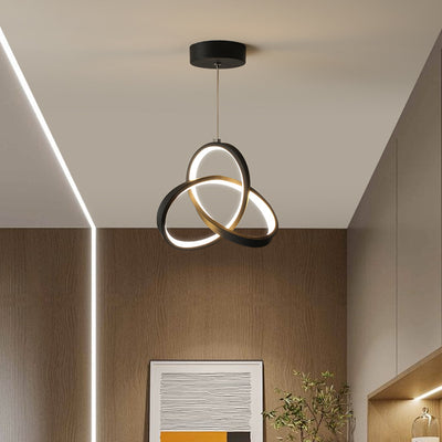 Modern Minimalist Bend Wrap Triangle Aluminum Acrylic LED Pendant Light For Living Room