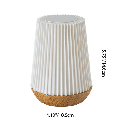 Modern Minimalist Round Table Striped Metal Wood Acrylic LED Table Lamp For Bedroom