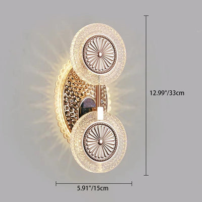 Modern Luxury Round Pattern Crystal Acrylic LED Wall Sconce Lamp For Bedroom