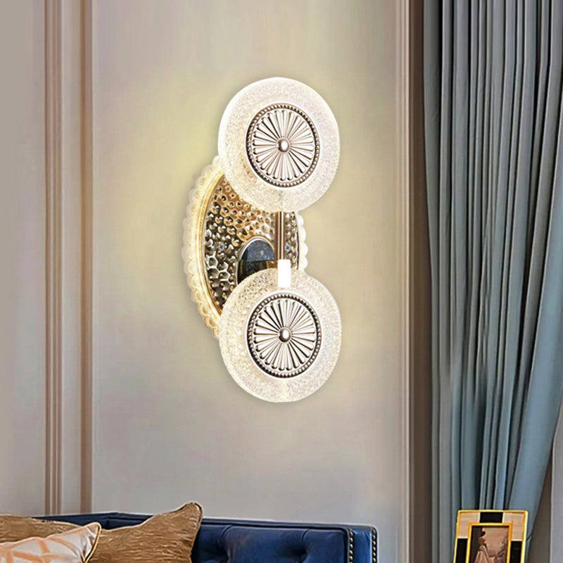 Modern Luxury Round Pattern Crystal Acrylic LED Wall Sconce Lamp For Bedroom