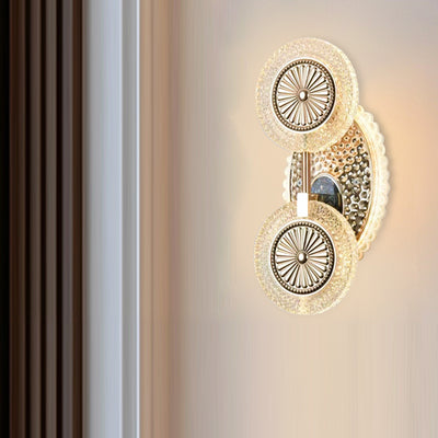 Modern Luxury Round Pattern Crystal Acrylic LED Wall Sconce Lamp For Bedroom