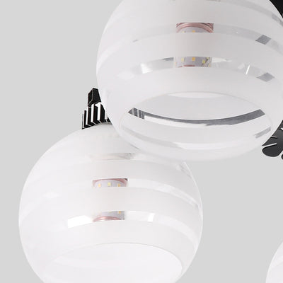 Contemporary Scandinavian Branch Curve Flower Round Flare Hardware Glass Aluminum 3/5/8 Semi-Flush Mount Ceiling Light For Living Room