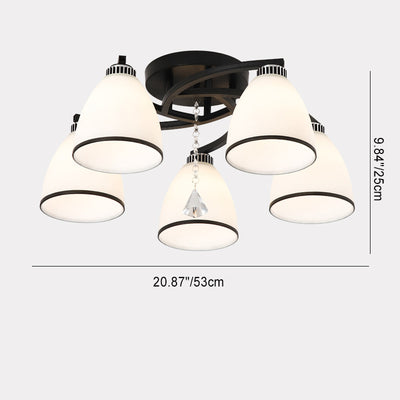 Contemporary Scandinavian Branch Curve Flower Round Flare Hardware Glass Aluminum 3/5/8 Semi-Flush Mount Ceiling Light For Living Room