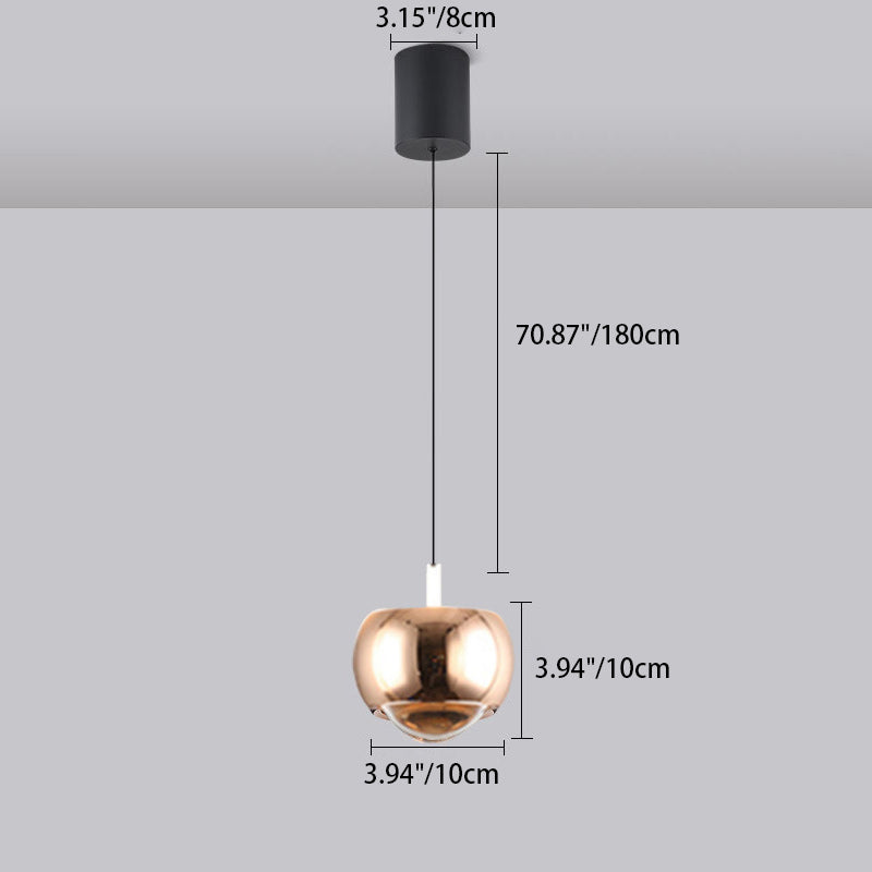 Modern Minimalist Sphere Semicircle Liftable Aluminum Glass LED Pendant Light For Bedroom