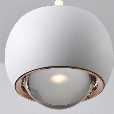 Modern Minimalist Sphere Semicircle Liftable Aluminum Glass LED Pendant Light For Bedroom