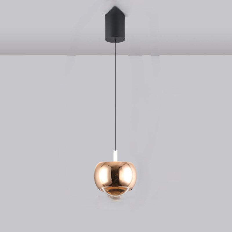 Modern Minimalist Sphere Semicircle Liftable Aluminum Glass LED Pendant Light For Bedroom