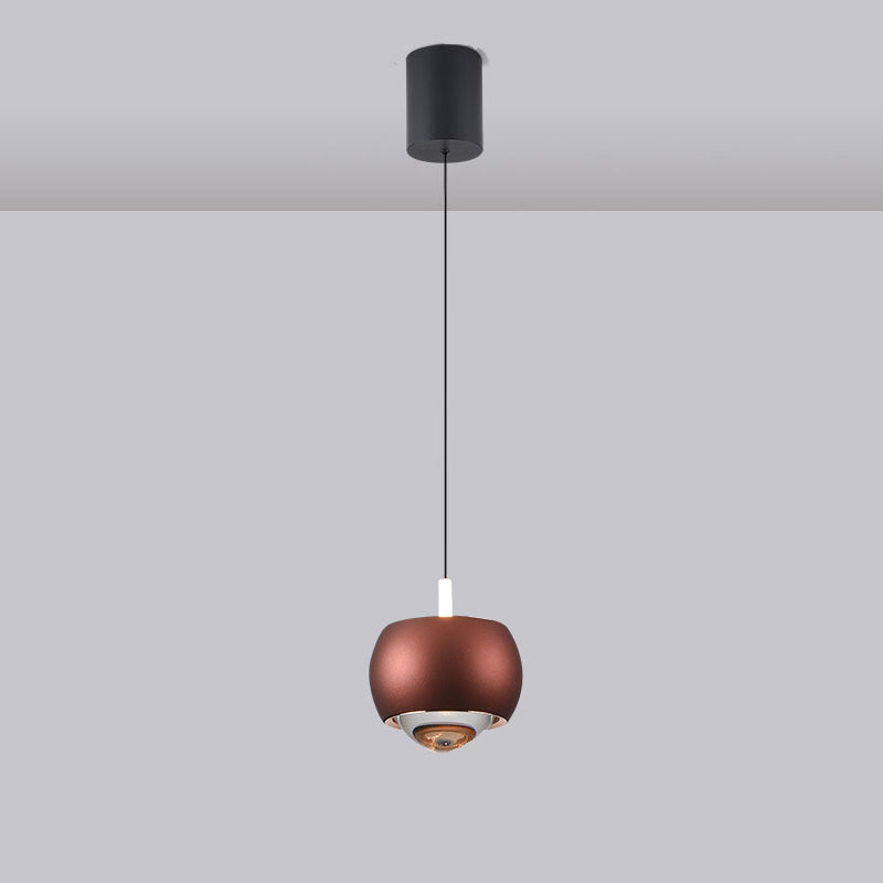 Modern Minimalist Sphere Semicircle Liftable Aluminum Glass LED Pendant Light For Bedroom