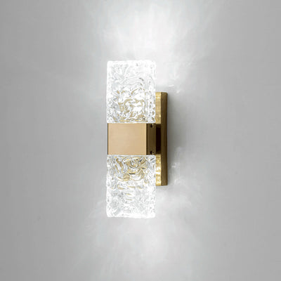 Modern Luxury Rectangle Corrugated Stainless Steel Iron Glass LED Wall Sconce Lamp For Bedroom