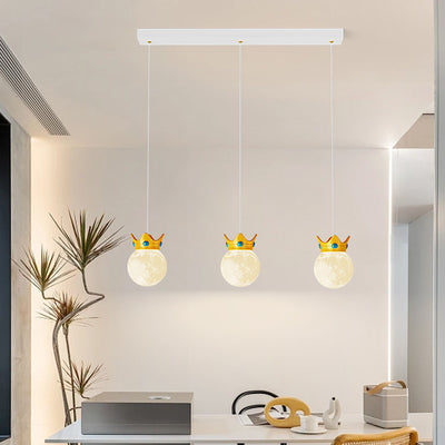 Contemporary Scandinavian Ball Crown Iron ABS Resin 1/3 Light Pendant Light For Bedroom