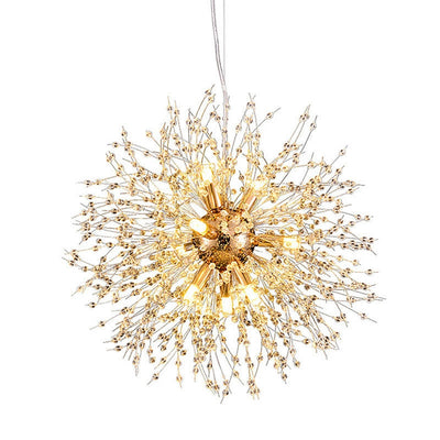 Contemporary Scandinavian Spherical Branch Snowflake Hardware Stainless Steel Crystal 9/12 Chandelier For Living Room